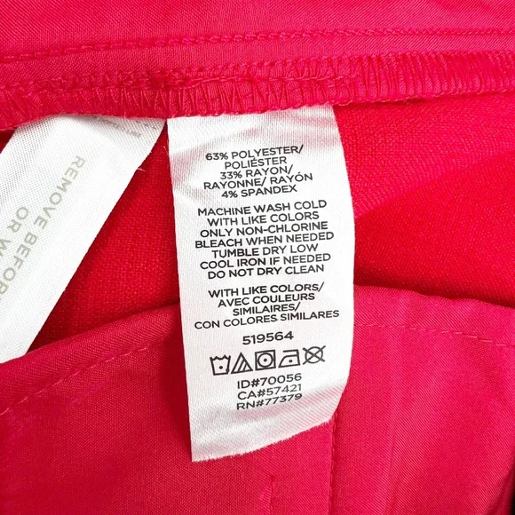 Ann Taylor Women's Red Cropped Cuffed Dress Pants Size 6 Polyester Blend - Picture 5 of 5